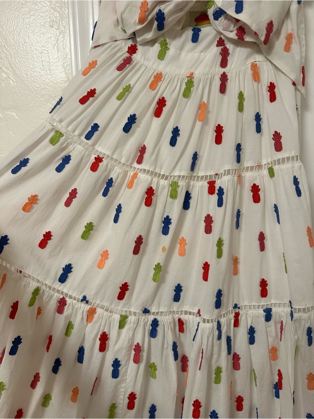 Farm Rio Rainbow Embroidered Pineapple Dress Size Small - Picture 7 of 13